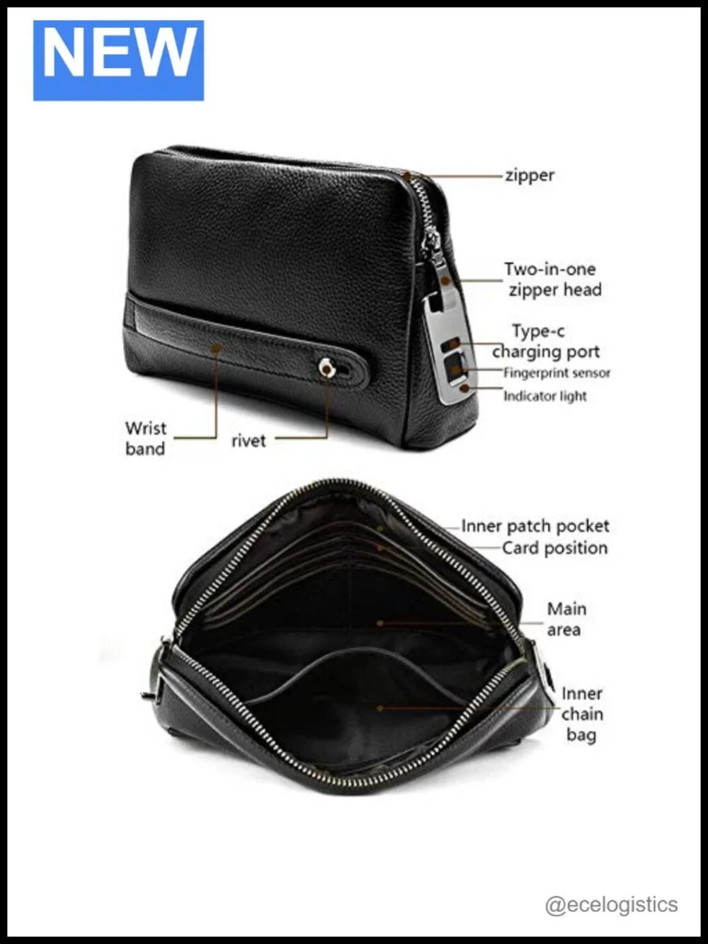 Smart Fingerprint Wallet for Men Women, Leather RFID Blocking Anti Theft Bifold